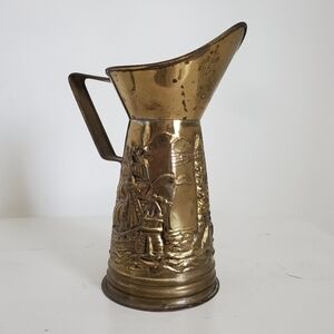 Vintage Peerage Nautical Ship Lighthouse Antiqued Brass Pitcher